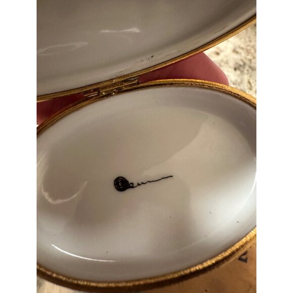 VTG Limoges ND Peint Main Hand-Painted Porcelain Trinket Box Sienna Cat signed - Picture 4 of 16